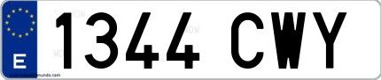 Ejemplo de matrícula española 1344 CWY