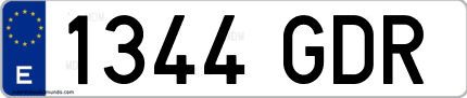 Ejemplo de matrícula de coche ordinaria 1344 GDR