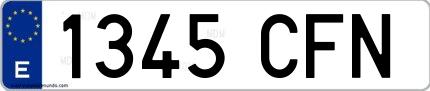 Ejemplo de matrícula española 1345 CFN
