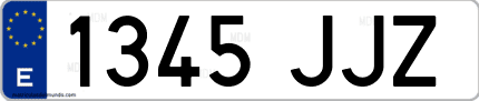Ejemplo de matrícula de coche ordinaria 1345 JJZ