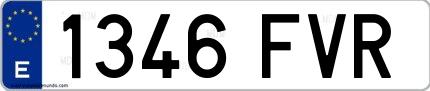 Ejemplo de matrícula española 1346 FVR