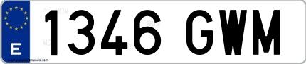 Ejemplo de matrícula española 1346 GWM