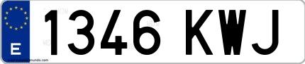 Ejemplo de matrícula española 1346 KWJ
