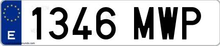 Ejemplo de matrícula española 1346 MWP