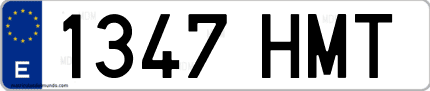 Ejemplo de matrícula de coche ordinaria 1347 HMT