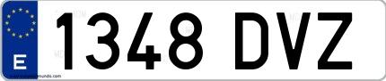 Ejemplo de matrícula española 1348 DVZ