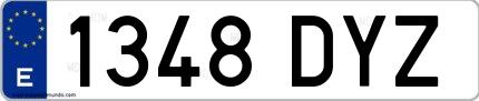 Ejemplo de matrícula española 1348 DYZ