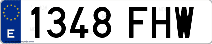 Ejemplo de matrícula de coche ordinaria 1348 FHW