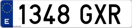Ejemplo de matrícula española 1348 GXR
