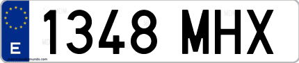 Ejemplo de matrícula de coche ordinaria 1348 MHX