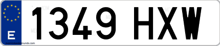 Ejemplo de matrícula de coche ordinaria 1349 HXW