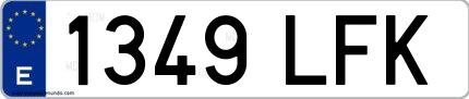 Ejemplo de matrícula española 1349 LFK
