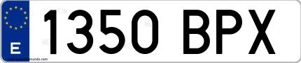 Ejemplo de matrícula española 1350 BPX