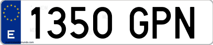 Ejemplo de matrícula de coche ordinaria 1350 GPN