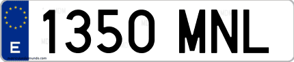 Ejemplo de matrícula de coche ordinaria 1350 MNL