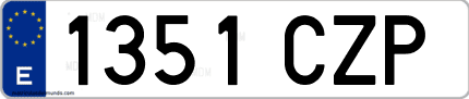 Ejemplo de matrícula de coche ordinaria 1351 CZP