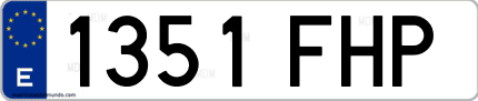 Ejemplo de matrícula de coche ordinaria 1351 FHP
