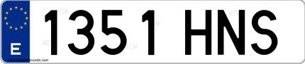 Ejemplo de matrícula española 1351 HNS