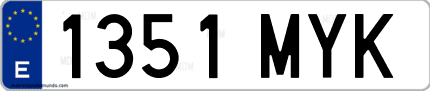 Ejemplo de matrícula de coche ordinaria 1351 MYK