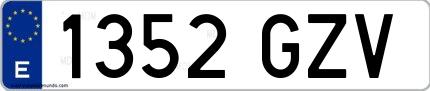 Ejemplo de matrícula española 1352 GZV