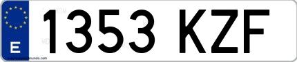 Ejemplo de matrícula española 1353 KZF