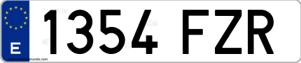 Ejemplo de matrícula de coche ordinaria 1354 FZR