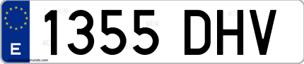 Ejemplo de matrícula de coche ordinaria 1355 DHV