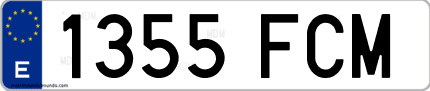 Ejemplo de matrícula de coche ordinaria 1355 FCM
