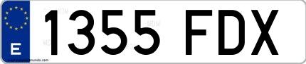 Ejemplo de matrícula española 1355 FDX