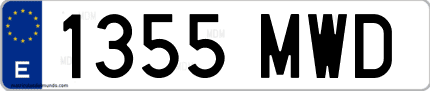 Ejemplo de matrícula de coche ordinaria 1355 MWD