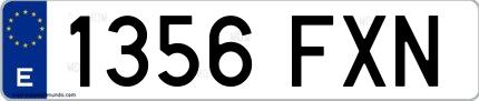 Ejemplo de matrícula española 1356 FXN