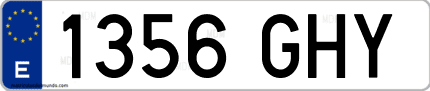 Ejemplo de matrícula de coche ordinaria 1356 GHY