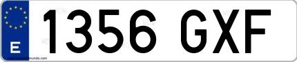 Ejemplo de matrícula española 1356 GXF