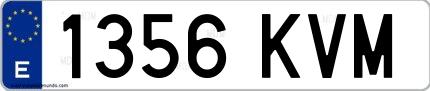 Ejemplo de matrícula española 1356 KVM