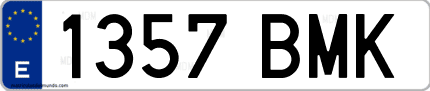 Ejemplo de matrícula de coche ordinaria 1357 BMK