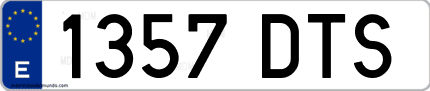Ejemplo de matrícula de coche ordinaria 1357 DTS