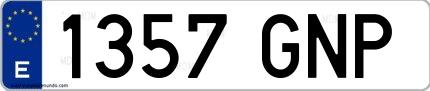Ejemplo de matrícula española 1357 GNP