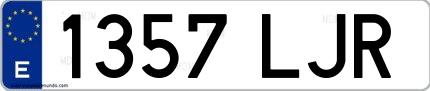 Ejemplo de matrícula española 1357 LJR