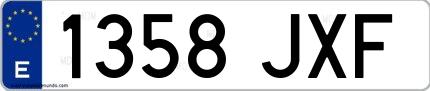 Ejemplo de matrícula española 1358 JXF