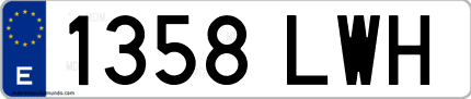 Ejemplo de matrícula de coche ordinaria 1358 LWH