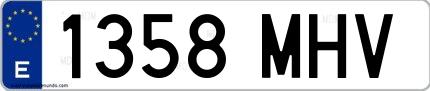 Ejemplo de matrícula española 1358 MHV