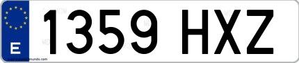 Ejemplo de matrícula española 1359 HXZ