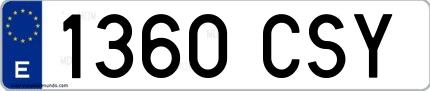 Ejemplo de matrícula española 1360 CSY