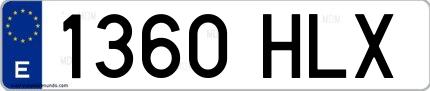 Ejemplo de matrícula española 1360 HLX