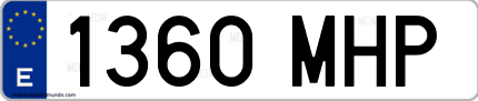 Ejemplo de matrícula de coche ordinaria 1360 MHP