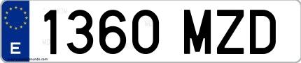 Ejemplo de matrícula española 1360 MZD