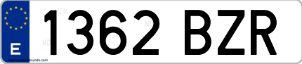 Ejemplo de matrícula de coche ordinaria 1362 BZR