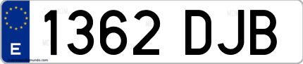Ejemplo de matrícula de coche ordinaria 1362 DJB