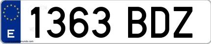 Ejemplo de matrícula española 1363 BDZ
