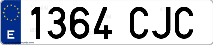 Ejemplo de matrícula de coche ordinaria 1364 CJC